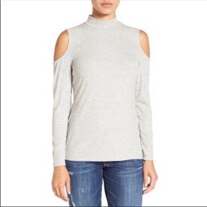 💙3 for $20💙Bobeau Gray Ribbed Mock Neck Long Sleeve Top